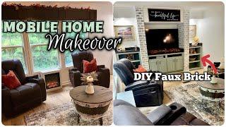 BUDGET FRIENDLY HOME MAKEOVER | DIY Faux Brick Tutorial #mobilehomemakeover #homeprojects