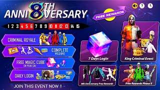 8th Anniversary Event Free Fire|Lol Emote Return |Cobra Mp40 Return return BD Server |FF New Event