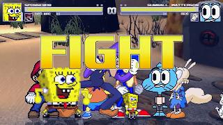 AN Mugen Request #946: Spongebob, Mario, Waluigi, Bartman VS Gumball, Rocko, Spongebob, Sonic