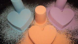 ASMR Baking Soda Crunchy Powdery Hearts With Matching Cylinders