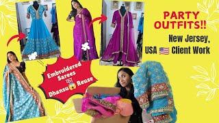 Stylish Outfits from Old Embroidered Sarees | USA, Client Work | Indo Western Dresses from Sarees