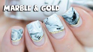 Marble Nail Art with Golden Foil - Regular Nail Polish