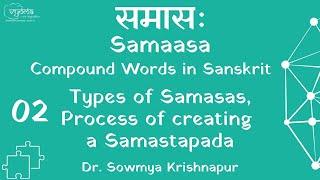 Samaasa 02 |  Types of Samasas, Process of creating a Samastapada | Dr. Sowmya Krishnapur