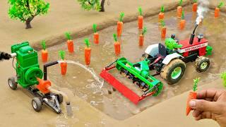 diy mini tractor modern rotavator plough machine | carrot farming @sanocreator