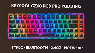 keycool KC84 RGB Pro Transprent Pudding | Huano Red Switch | Bluetooth 5.0/2.4G/Type-C