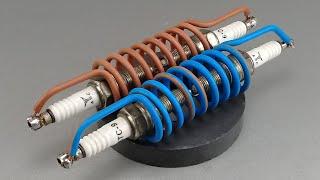 how to make 220volt free electricity energy from big copper wire and spark plug