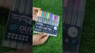 Outline pen | 12pcs outline pen | Unique pen | Glitter pen | Double line outline | Unboxing video 