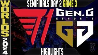 T1 vs GEN Highlights Game 3 | LoL Worlds 2024 Knockouts Semifinals | T1 vs GenG G3