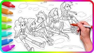 EQUESTRIA GIRLS Coloring Pages / How to color My Little Pony / Easy Drawing Tutorial Art / MLP