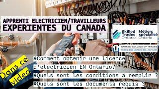 Les document requis pour l’obtention de la licence d’Électricien 309A Construction et Maintenance.