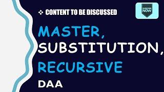 Master Method | Substitution Method | Recursive Tree Method | DAA | BookEx | Design & Analysis