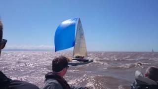 Cork 1720 musketeer Cardiff Bay yacht club Sunday spring series. 14 knots plus