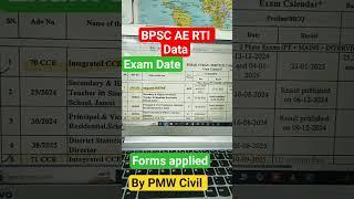 BPSC AE 2025 RTI Data- Forms Applied | BPSC AE Exam Date 2025 #bpscae #pmwcivilsprinto #shorts
