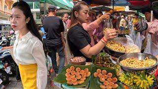 Cambodia Street Food Tour - Walking Tour 4K - Phnom Penh Traditional Market 2024