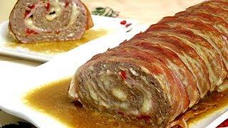 ROLLO DE CARNE RELLENO,CON UN SABOR EXTRAORDINARIO Y JUGOSO!! COMPRUÉBALO  STUFFED MEATLOAF