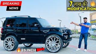 ये देखलो 200% Z Black Scorpio With Chrome 26inch Alloy Wheels 7 लाख की Modification