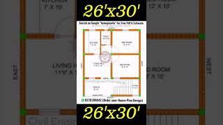 26 x 30 Duplex House Plan Design #shorts #ytshorts