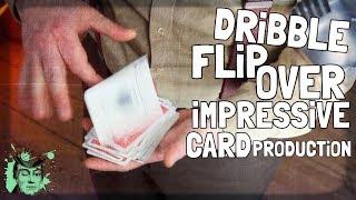 DRiBBLE FLiP OVER impressive CARD PRODUCTiON card magic trick sleight of hand TUTORiAL