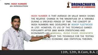 Index numbers introduction by Karan Azad Dronacharya Academy of Commerce