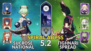 New 5.2 Spiral Abyss | Sucrose National Team and Tighnari Spread Clear | Genshin Impact Floor 12