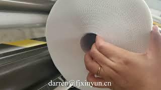 Fluffy embossing maxi roll paper with glue lamination system