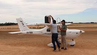 Refuelling a Jabiru aircraft at Rotor-Sport Australia, Rollo's Airfield, Pallamana, South Australia