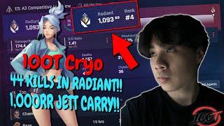 100T Cryo HARD CARRYING at 1,000RR as Jett!! *70% Win Rate??*