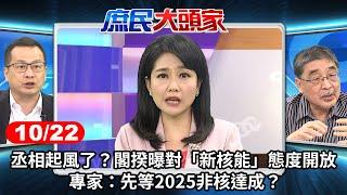 丞相起風了？閣揆曝對「新核能」態度開放 專家：先等2025非核達成？《庶民大頭家》完整版 20241022 #鄭麗文 #羅智強 #施正鋒 #董智森@庶民大頭家