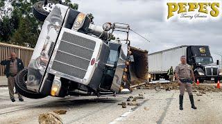 Major Semi Rollover Blocks Entire Freeway