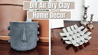 DIY Home Decor Air Dry Clay Projects | Easy To Make And Budget Friendly | Woven Tray & Aesthetic Pot