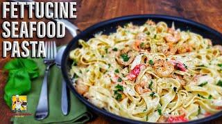 Fettucine Seafood Alfredo Recipe | Seafood Pasta Recipe