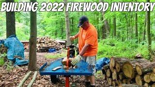 Splitting/Stacking white oak FIREWOOD in the woods