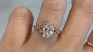 14k Rose Gold Vintage Inspired 1.50ct Oval Diamond With Hidden Halo Engagement Ring - Racea