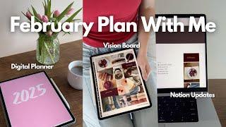 February 2025 Plan With Me  75 hard, notion updates, to do lists, and vision board