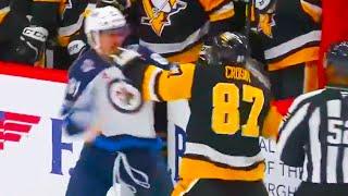 Sidney Crosby Kyle Connor Fight | Winnipeg Jets vs Pittsburgh Penguins 2024 NHL Highlights