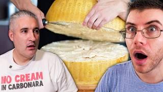 Pro Chef & Vincenzo React. To Nick DiGiovanni’s 80 pound Parmesan Cheese Pasta!