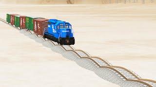 Impossible Small Up and Down Rail Tracks vs Trains crossing-Beamng Drive