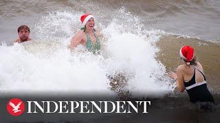 Swimmers across the country take the plunge with Christmas Day dips