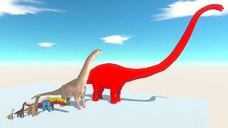 Red Brachiosaurus of Evolution VS All Dinosaurs T-REX and Godzilla Shark to BIGGEST in Animal Revolt