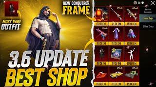 Most Rare Outfit Crate Opening | New Conqueror Frame | 3.6 Update Shop | PUBGM