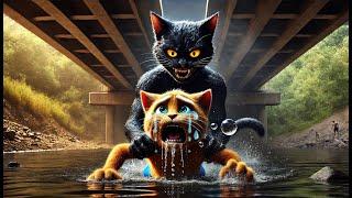 Cat Fight against Fear of Drowning #aicatstory #cat #catlover #cutecat