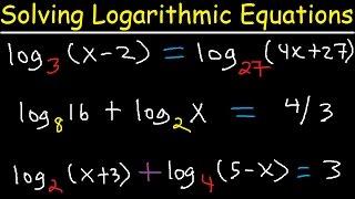 Solving Logarithmic Equations With Different Bases - Algebra 2 & Precalculus