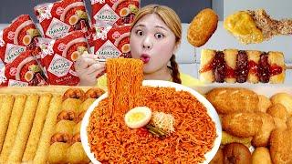 MUKBANG 하이유의 핫소스 비빔면 네네치킨 신메뉴 야자치킨 먹방 먹방 Spicy Korean Noodles & Coconut Chicken EATING | HIU 하이유