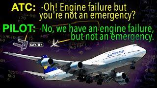 Pilot VS ATC. Lufthansa Pilot Refuses To Declare Emergency after Engine Failure. REAL ATC