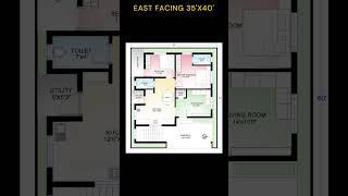 35x40 east facing house plan| 1400 sft House design #eastfacinghouseplan