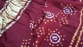 C30 | MARRON PURE GAJI SILK CHANDRAKHANI  BANDHANI DUPATTA  | KALA BANDHEJ | GAJISILK |  BANDHEJ