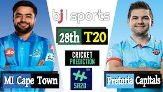 SA20 Live | MI Cape Town vs Pretoria Capitals 28th Match Prediction | MICT vs PC live match today