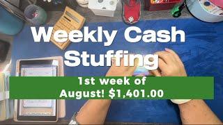 ⁠ Cash stuffing/ week 1/ $1,401.00/ Debt/ sinking funds/ revolving bills/ family/ #cashstuffing $$$$