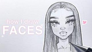 ౨ৎ how i draw faces | step by step draw with me tutorial 