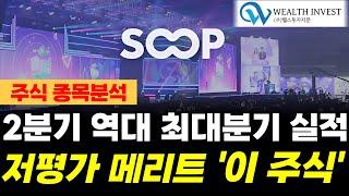 [종목분석- SOOP] 2분기 역대 최대분기 실적 기록! 해외시장 성장성 부각 그러나 시장의 눌림으로 인한 저평가 구간의 이 주식